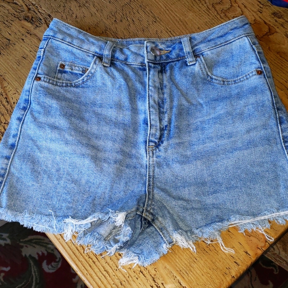 Topshop high waist denim shorts